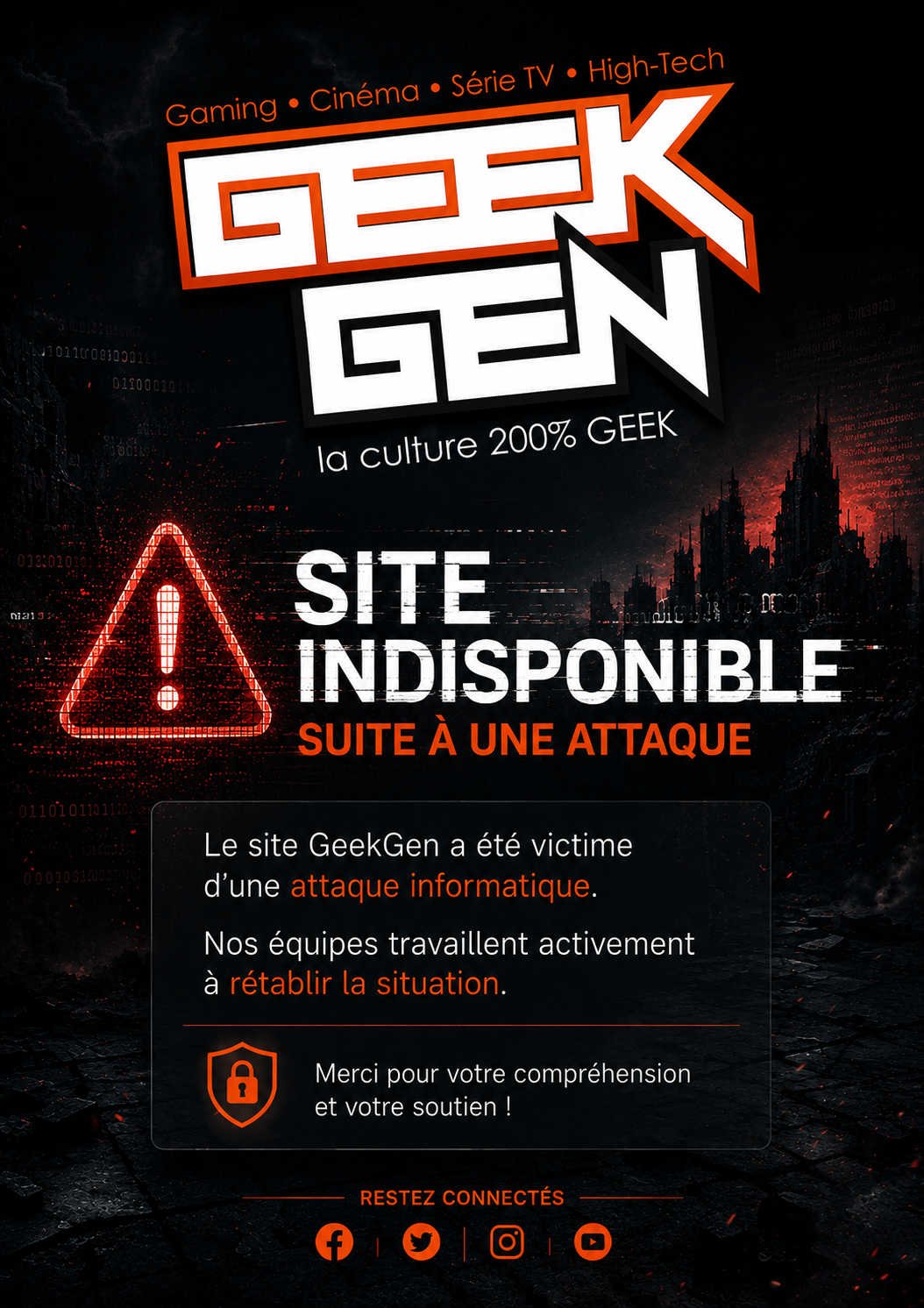 Site GeekGen indisponible suite à une attaque informatique